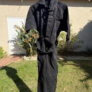 Black Denim Jumpsuit with Belt